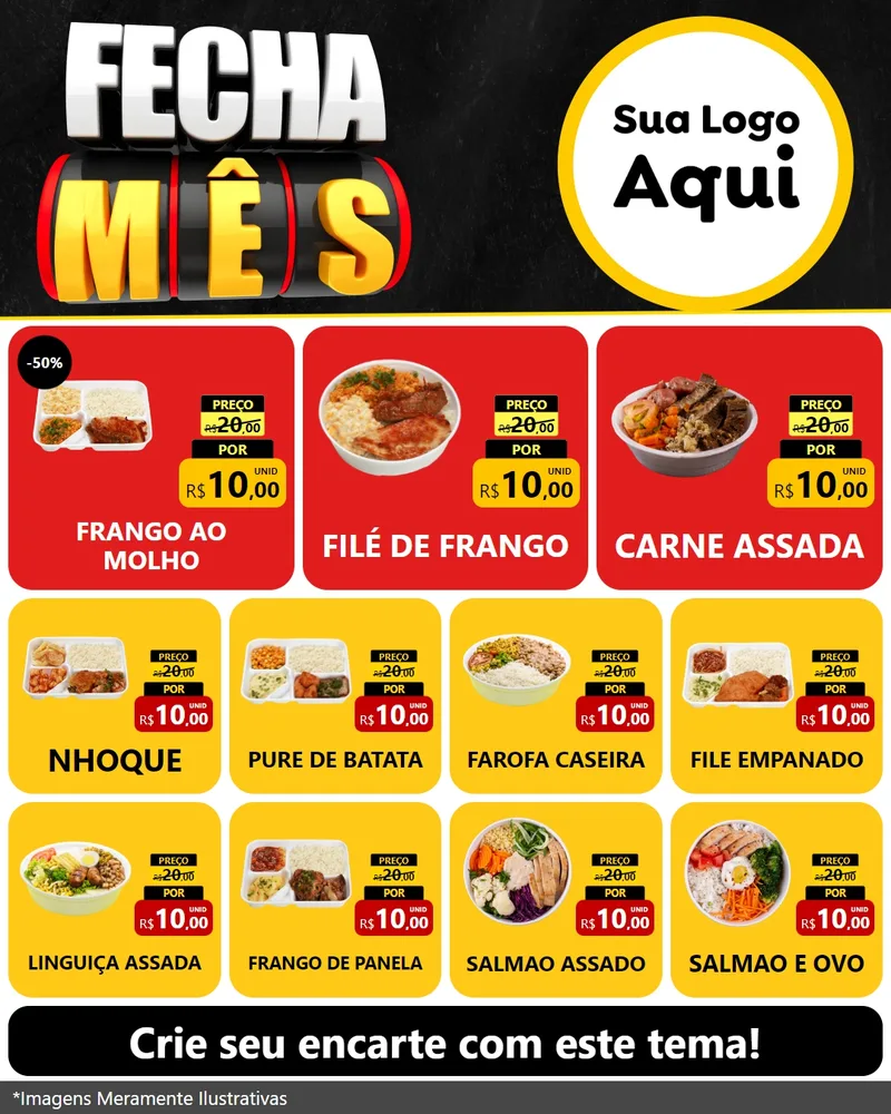 Modelo de Rede Social para Feed Instagram com o tema Fecha Mês para Restaurante