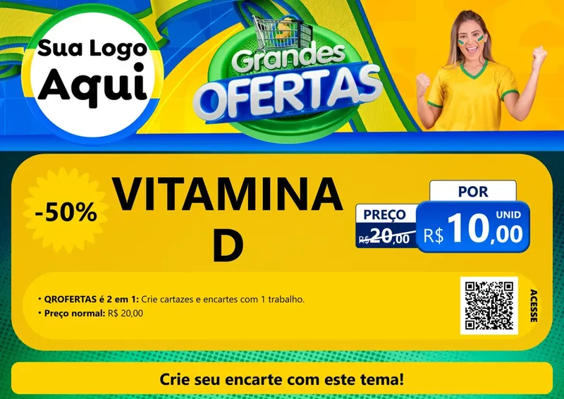 Modelo de Cartaz para Cartaz A4 Horizontal com o tema Grandes Ofertas para Farmácia