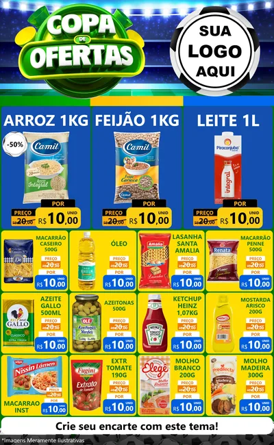 Modelo de Encarte para Encarte Grande com o tema Copa de Ofertas para Supermercado
