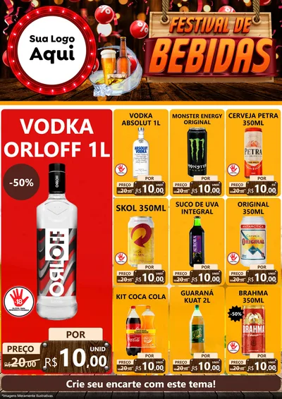 Modelo de Encarte para Encarte A4 Vertical com o tema Festival de Bebidas para Distribuidora de bebidas