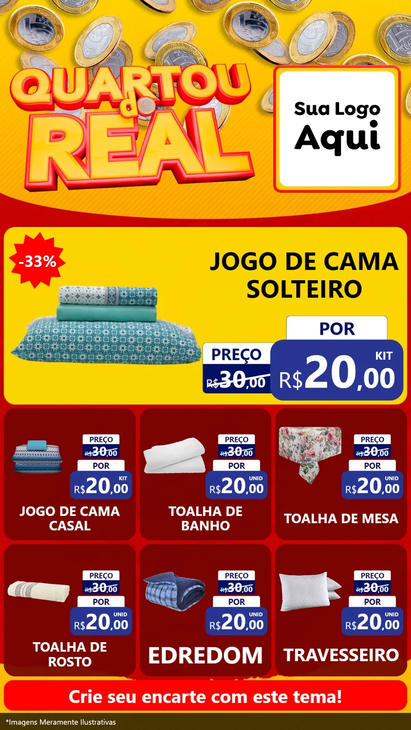 Modelo de Rede Social para Stories com o tema Quartou do Real para Cama, Mesa e Banho