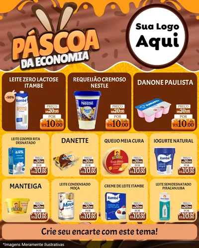 Modelo de Rede Social para Feed Instagram com o tema Páscoa da Economia para Frios e Laticínios