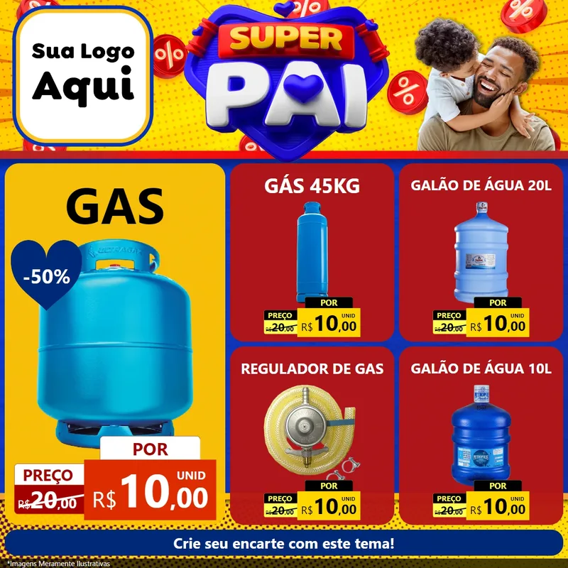 Modelo de Rede Social para Feed Facebook com o tema Super Pai para Água e gás