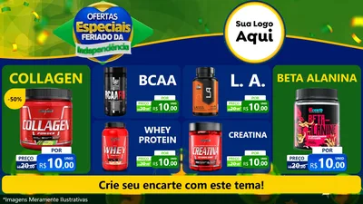 Modelo de TV para TV Horizontal com o tema Ofertas Especiais Feriado da Independência para Suplementos alimentares