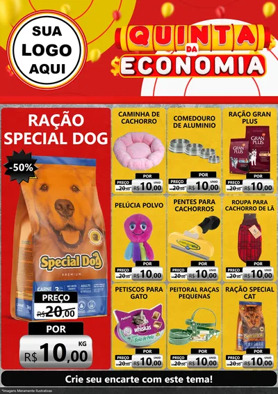 Modelo de Encarte para Encarte A4 Vertical com o tema Quinta da Economia para Pet Shop