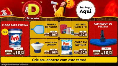 Modelo de TV para TV Horizontal com o tema Dia D Economia para Produtos para Piscina