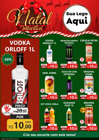 Modelo de Encarte para Encarte A4 Vertical com o tema Natal Imperdível para Distribuidora de bebidas