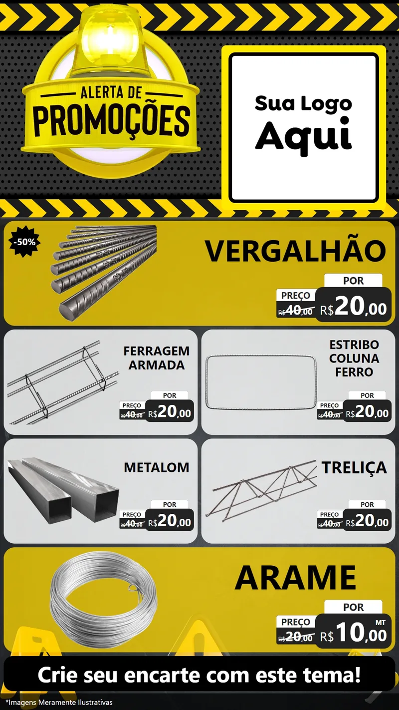 Modelo de TV para TV Vertical com o tema Alerta de Promoções para Ferragens