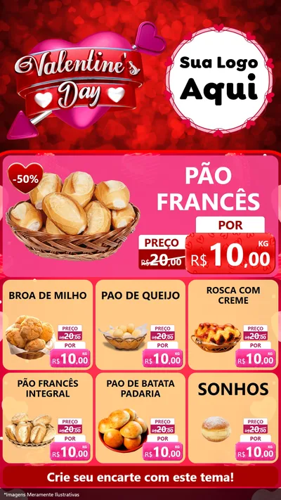 Modelo de Rede Social para Stories com o tema Valentine's Day para Padaria