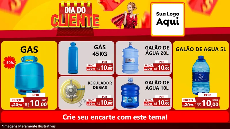 Modelo de TV para TV Horizontal com o tema Dia do Cliente para Água e gás