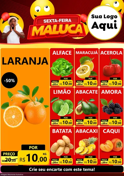 Modelo de Encarte para Encarte A4 Vertical com o tema Sexta-feira Maluca para Hortifrúti