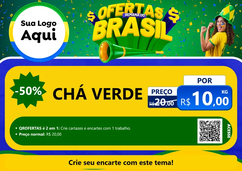 Modelo de Cartaz para Cartaz A4 Horizontal com o tema Ofertas Semana do Brasil para Produtos Naturais