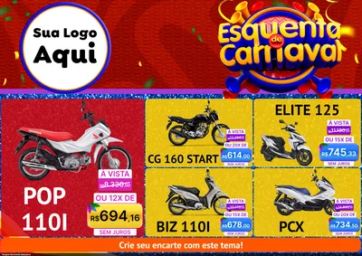 Modelo de Encarte para Encarte A4 Horizontal com o tema Esquenta de Carnaval para Concessionaria de Motos