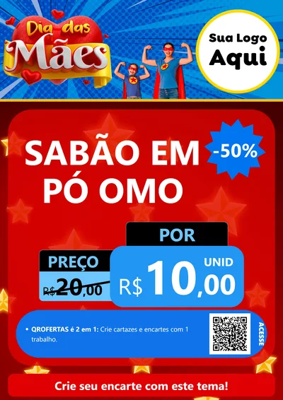 Modelo de Cartaz para Cartaz A4 Vertical com o tema Dia das Mães para Produtos de Limpeza