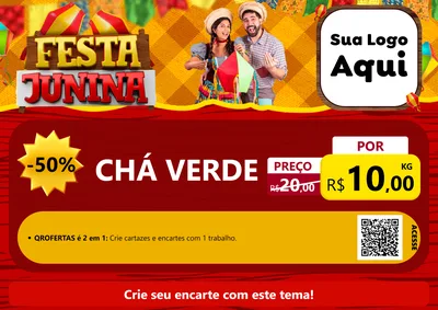 Modelo de Cartaz para Cartaz A4 Horizontal com o tema Festa Junina para Produtos Naturais
