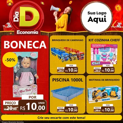 Modelo de Rede Social para Feed Facebook com o tema Dia D Economia para Brinquedos