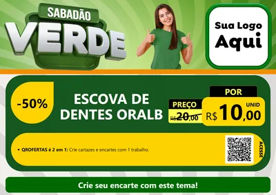 Modelo de Cartaz para Cartaz A4 Horizontal com o tema Sabadão Verde para Higiene Pessoal