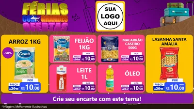 Modelo de TV para TV Horizontal com o tema Férias com Grandes Ofertas para Supermercado