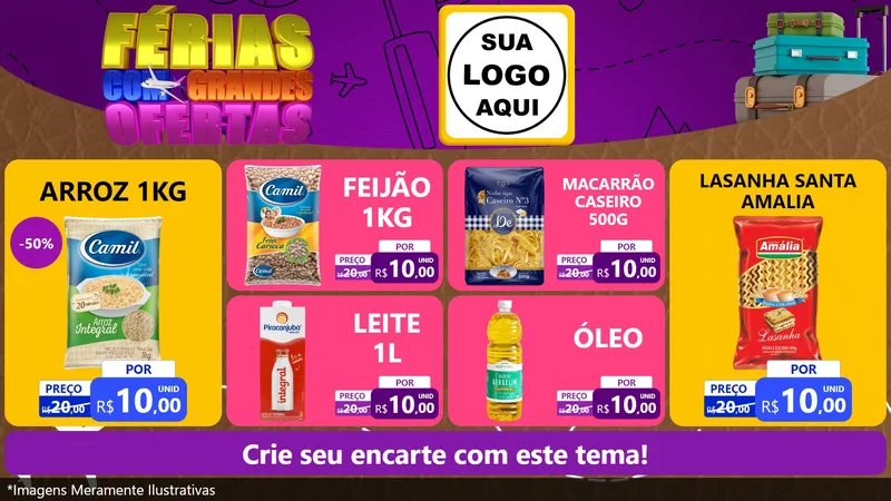 Modelo de TV para TV Horizontal com o tema Férias com Grandes Ofertas para Supermercado