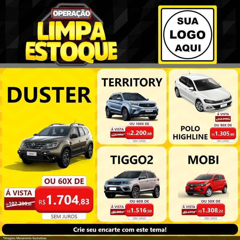 Modelo de Rede Social para Feed Facebook com o tema Operação Limpa Estoque para Concessionaria de Carros