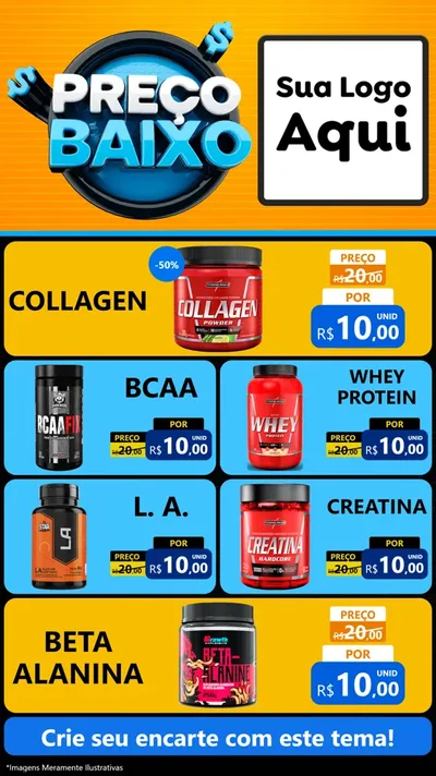 Modelo de TV para TV Vertical com o tema Preço Baixo para Suplementos alimentares