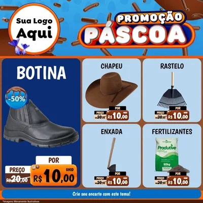 Modelo de Rede Social para Feed Facebook com o tema Promoção Páscoa para Agropecuária
