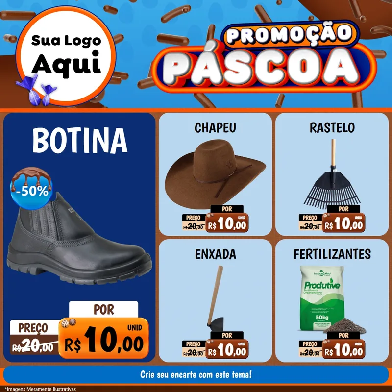 Modelo de Rede Social para Feed Facebook com o tema Promoção Páscoa para Agropecuária