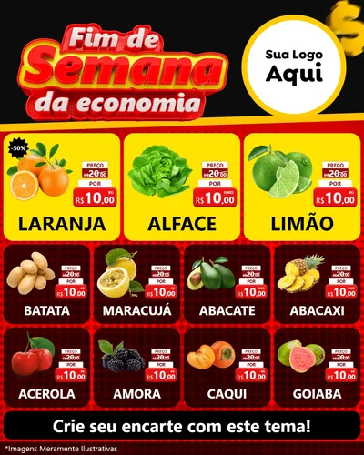 Modelo de Rede Social para Feed Instagram com o tema Fim de Semana da Economia para Hortifrúti