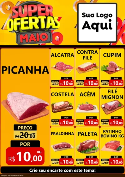 Modelo de Encarte para Encarte A4 Vertical com o tema Super Ofertas Maio para Açougue