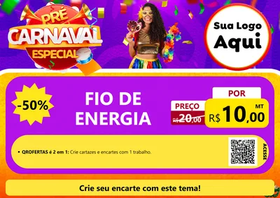 Modelo de Cartaz para Cartaz A4 Horizontal com o tema Pré-Carnaval Especial para Materiais Elétricos