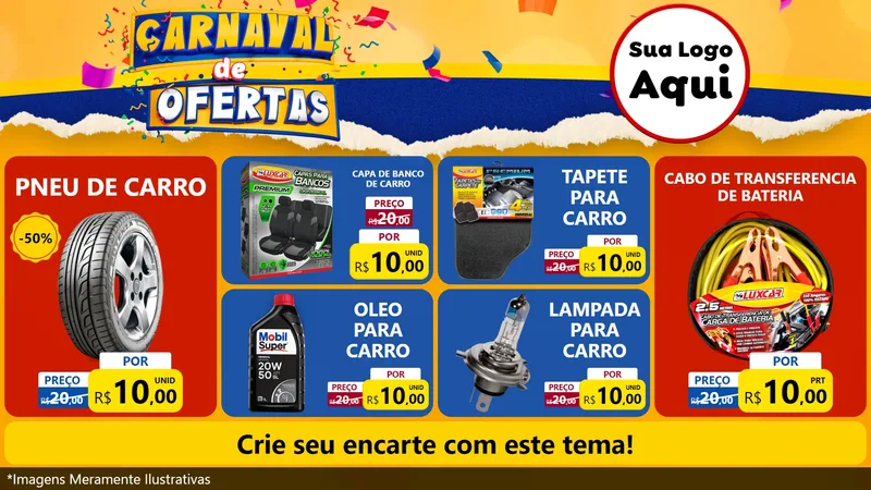 Modelo de TV para TV Horizontal com o tema Carnaval de Ofertas para Auto peças