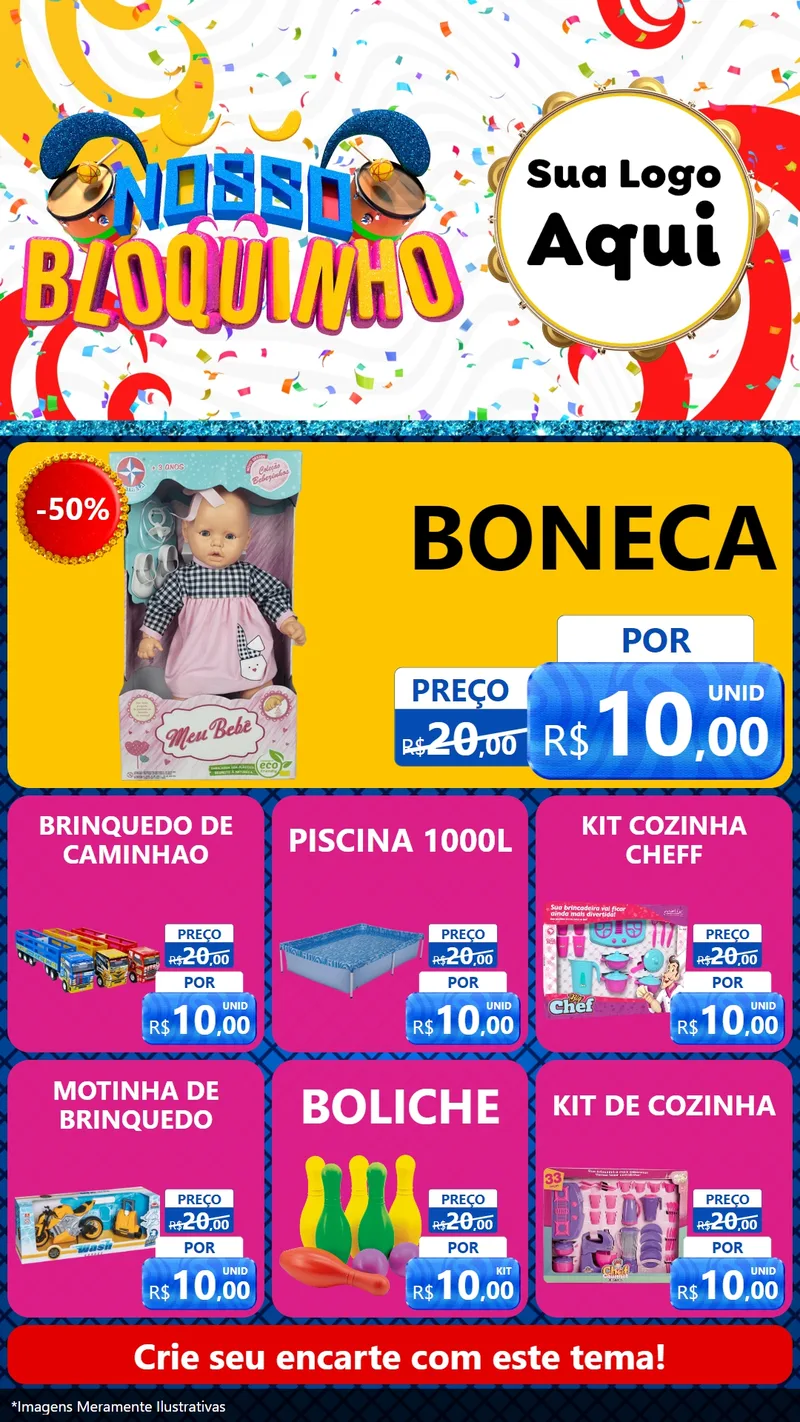Modelo de Rede Social para Stories com o tema Nosso Bloquinho para Brinquedos