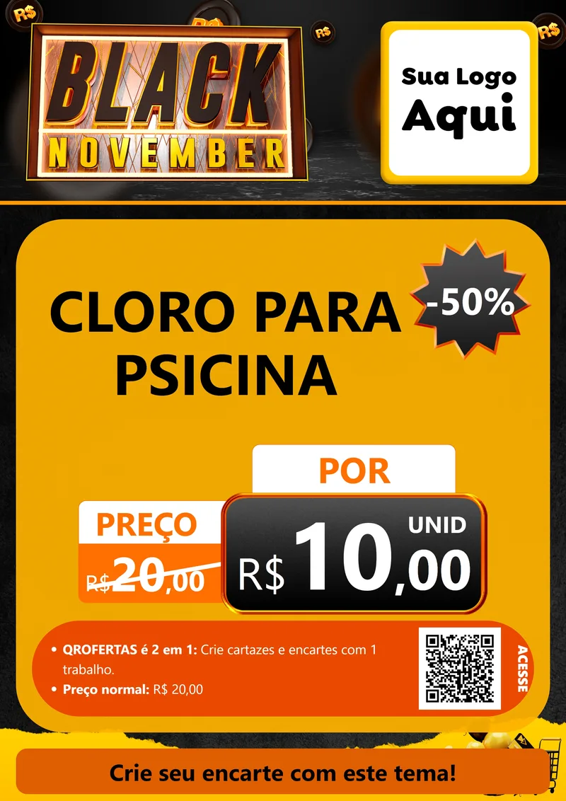 Modelo de Cartaz para Cartaz A4 Vertical com o tema Black November para Produtos para Piscina