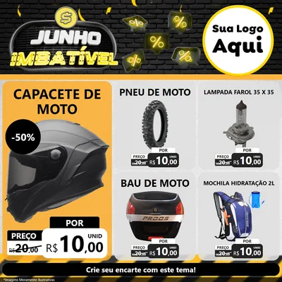 Modelo de Rede Social para Feed Facebook com o tema Junho Imbatível para Moto peças