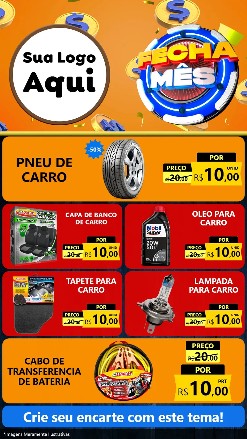 Modelo de TV para TV Vertical com o tema Fecha Mês para Auto peças