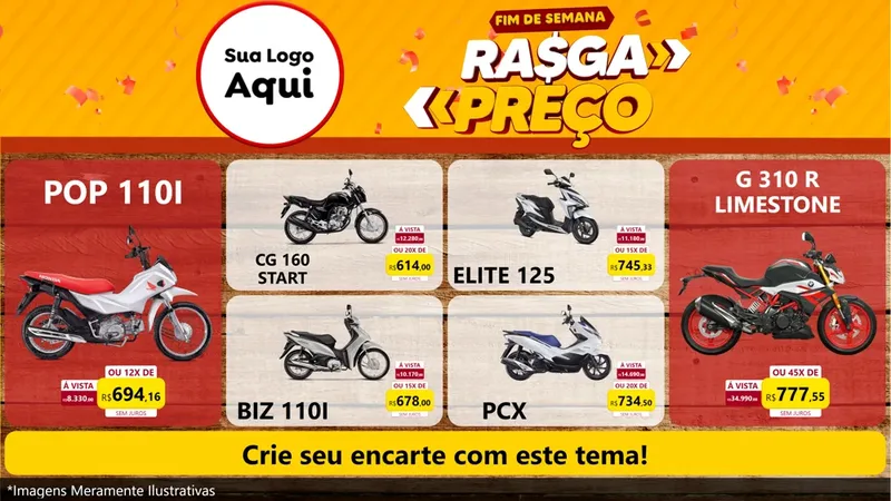 Modelo de TV para TV Horizontal com o tema Fim de Semana Rasga Preços para Concessionaria de Motos