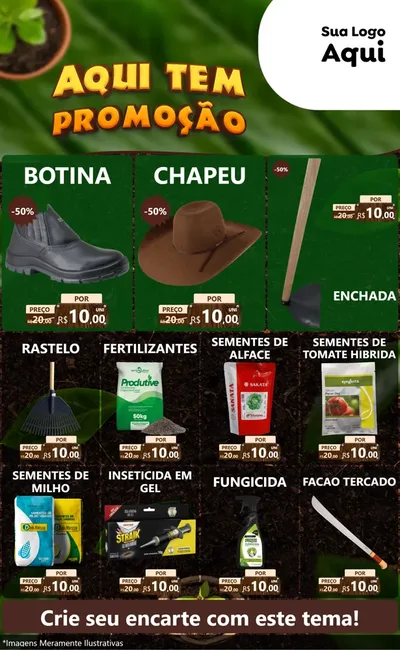 Modelo de Encarte para Encarte Grande com o tema Aqui tem Promoção para Agropecuária