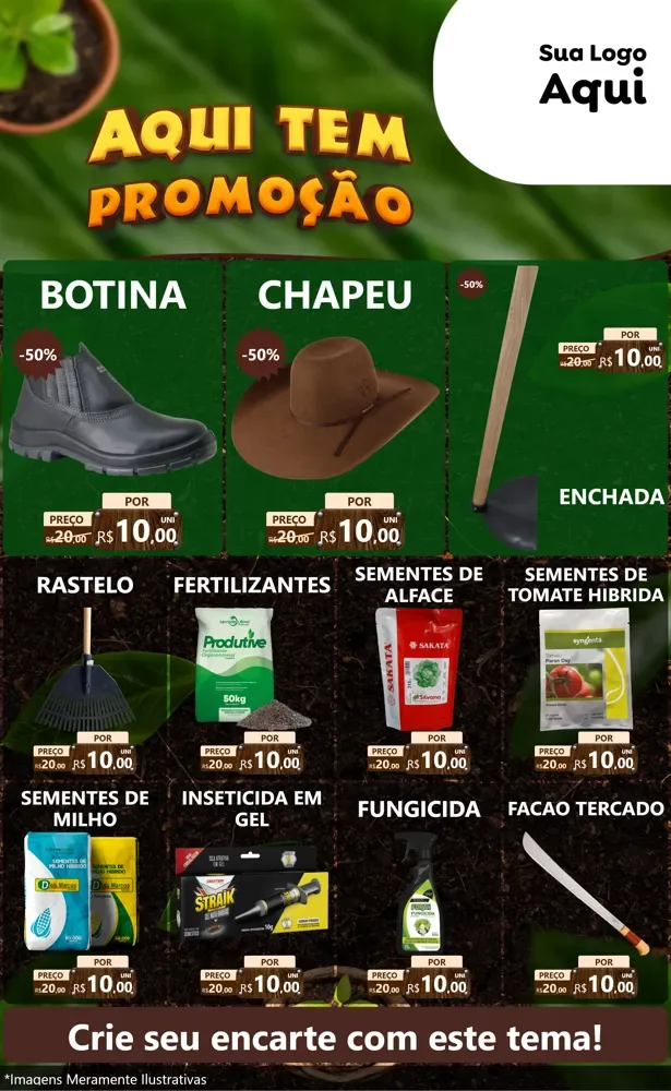 Modelo de Encarte para Encarte Grande com o tema Aqui tem Promoção para Agropecuária