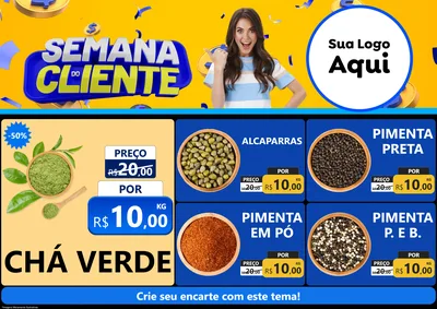 Modelo de Encarte para Encarte A4 Horizontal com o tema Semana do Cliente para Produtos Naturais