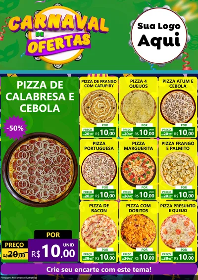 Modelo de Encarte para Encarte A4 Vertical com o tema Carnaval de Ofertas para Pizzaria