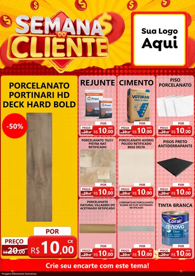 Modelo de Encarte para Encarte A4 Vertical com o tema Semana do Cliente para Pisos e revestimentos
