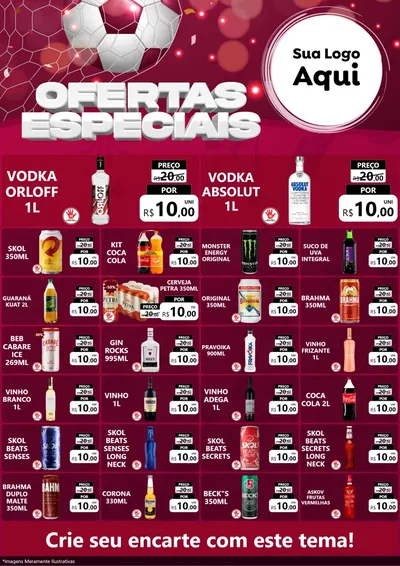 Modelo de Encarte para Encarte A4 Vertical com o tema Ofertas Especiais - Futebol para Distribuidora de bebidas