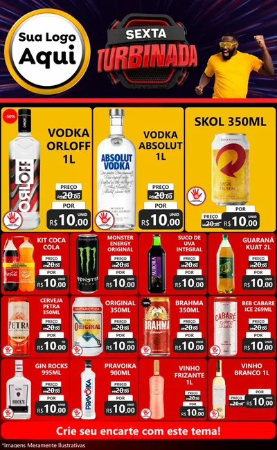 Modelo de Encarte para Encarte Grande com o tema Sexta Turbinada para Distribuidora de bebidas