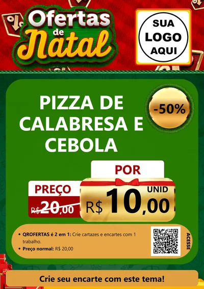 Modelo de Cartaz para Cartaz A4 Vertical com o tema Ofertas de Natal para Pizzaria