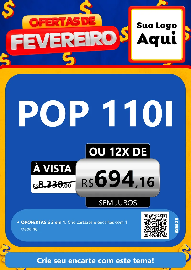 Modelo de Cartaz para Cartaz A4 Vertical com o tema Ofertas de Fevereiro para Concessionaria de Motos