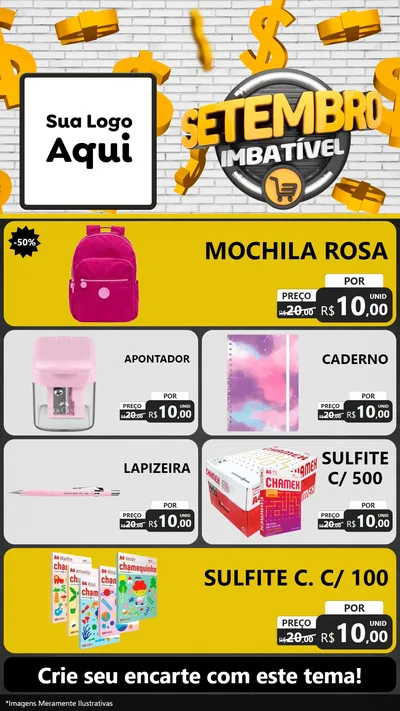 Modelo de TV para TV Vertical com o tema Setembro Imbatível para Papelaria