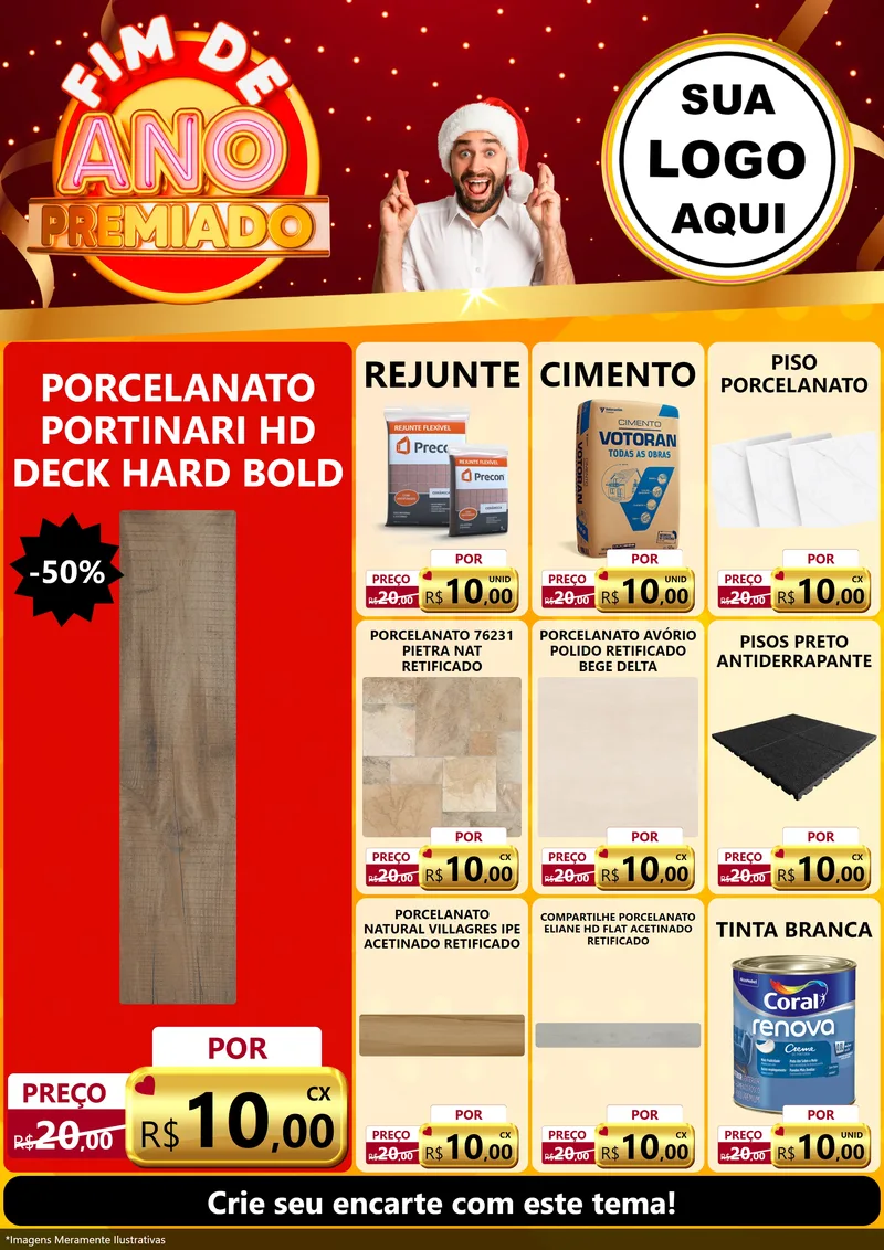 Modelo de Encarte para Encarte A4 Vertical com o tema Fim de Ano Premiado para Pisos e revestimentos