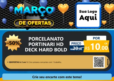 Modelo de Cartaz para Cartaz A4 Horizontal com o tema Março de Ofertas para Pisos e revestimentos