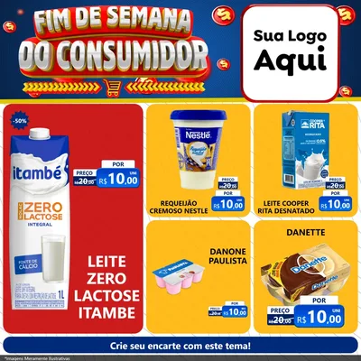 Modelo de Rede Social para Feed Facebook com o tema Fim de Semana do Consumidor para Frios e Laticínios