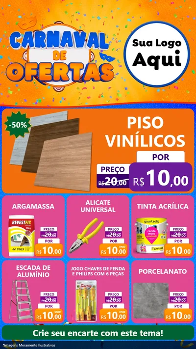 Modelo de Rede Social para Stories com o tema Carnaval de Ofertas para Material para Construção